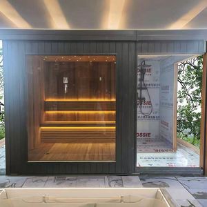 Sauna cuadrada de madera maciza para exteriores moderna de lujo: cicuta de buena calidad, infrarrojo lejano y sala de vapor clásica para 1 persona - Product Image 2