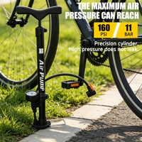 Pompe à pied BAIMEI en acier durable pour vélo avec manomètre, gonflage rapide haute pression, valve universelle, embouts multiples
