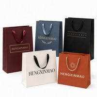 Sac shopping en papier de luxe avec votre propre logo, ruban et nœud pour emballage cadeau, impression personnalisée