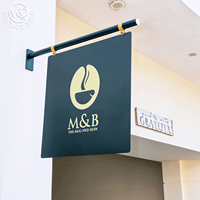 Enseigne murale double face en métal avec logo personnalisé, taille standard, pour restaurant, extérieur, noir et blanc