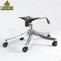 Base de chaise de bureau en alliage d'aluminium poli avec roulettes, mécanisme pivotant et inclinable à cinq griffes, réglable en hauteur