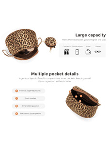 Bolso Bandolera con Estampado de Leopardo, con <span class=keywords><strong>Mini</strong></span> Monedero Desmontable y Correa Ancha Ajustable, Bolso Bandolera de Nylon - Product Image 5
