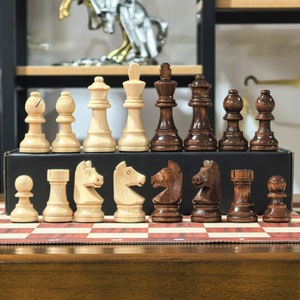 Piezas de Ajedrez King Tall de 3.75 Pulgadas, Estilo Caballero Alemán, Acabado en Madera, Triple Peso, ABS (34 Piezas/Juego) - Product Image 2