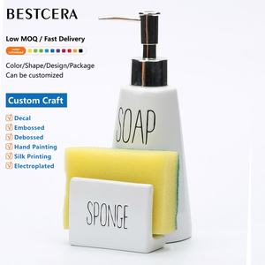 BESTCERA serigrafia piatto 2in 1 spugna ceramica porta accessori fattoria-sapone da cucina con porta spugna - Product Image 1