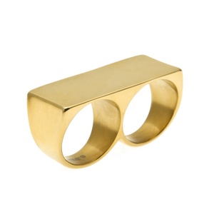 Anillo <span class=keywords><strong>Doble</strong></span> de Acero Inoxidable 316L para Hombre, Chapado en Oro de 18K, Anillo Hip Hop de Alta Calidad para Hombre - Product Image 1