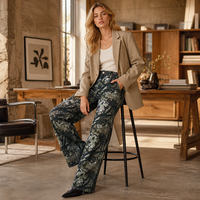 Jean large taille haute imprimé pour femme, motif graphique vintage, résistant à la décoloration, personnalisable