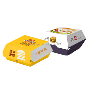 Thực phẩm lớp bánh hamburger Hộp gấp vỏ sò hộp đựng thực phẩm bản lề Nắp Burger bao bì hộp giấy in Takeaway Burger hộp - Product Image 1