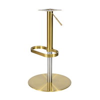 Hauteur réglable à 360° °   Tabouret de bar pivotant, chaise de bar rembourrée crème avec structure entièrement en métal doré brossé