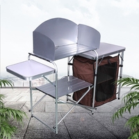Table de cuisine pliable d'extérieur avec conteneur de rangement Table pliante pour barbecue Mobilier d'extérieur en métal et aluminium Personnalisation Null