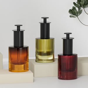 Botellas de vidrio de aceite esencial de suero para el crecimiento del cabello de pared gruesa ovalada plana de 30ml de alta calidad con tapa cuentagotas de pipeta de bomba de empuje plateada - Product Image 5