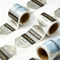 Étiquettes en vinyle texturé holographique sur mesure de qualité supérieure, méthode d'estampage à chaud en feuille d'or, étiquettes pour bouteilles de vin et de bière en rouleau