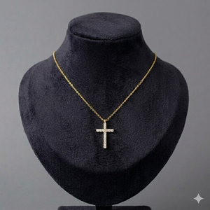 Ornements de cou en forme de croix délicats, chaînes de cou légères de style câble fin connectées directement aux pendentifs croix classiques - Product Image 2