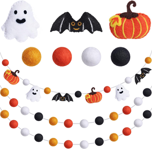 <span class=keywords><strong>Guirlande</strong></span> de boules de laine suspendues multicolores personnalisées citrouille chauve-souris fantôme feutre <span class=keywords><strong>fanion</strong></span> d'affichage pour Halloween Thanksgiving Festival - Product Image 1