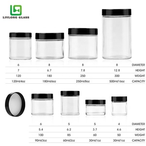 Jar 1 Oz 2 Oz 3 Oz 4 Oz 6 Oz 8 Oz 16 Oz Wide Mouth Straight Sided Glass Jar With Black Screw Plastic Cap For Honey Jam Food Package