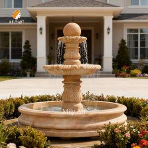 Mily Tay Chạm Khắc đá cẩm thạch tự nhiên hình cầu tầng đài phun nước cho nhà ngoài trời trang trí sân vườn - Product Image 3