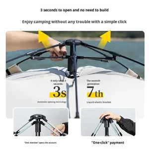 Tenda da Campeggio Portatile per Famiglia, Versione Automatica Completa, Attrezzatura per Campeggio Selvaggio, Rinforzata, Impermeabile, Quattro Stagioni, Mimetica - Product Image 3