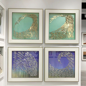 Quadro moderno all'ingrosso Dipinti murali <span class=keywords><strong>di</strong></span> arte per la decorazione per la casa <span class=keywords><strong>di</strong></span> pesce Hotel semplice incorniciato 3D intaglio rilievo astratto - Product Image 1