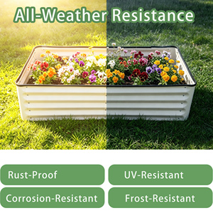 กระบะปลูกผักยกพื้นแบบโมดูลาร์เหล็กชุบสังกะสีสีขาวสำหรับงานหนัก รูปทรงสี่เหลี่ยมผืนผ้า สำหรับปลูกผักและดอกไม้กลางแจ้ง - Product Image 4