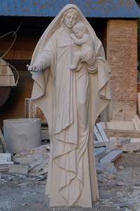 Vente directe des fabricants Sculpté à la main Grande taille granit beige naturel ange <span class=keywords><strong>mère</strong></span> et bébé statue - Product Image 2