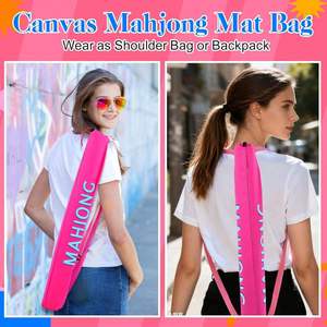 Sac de rangement multifonctionnel portable en polyester de 33,8 pouces pour Mahjong américain avec impression de lettres et rangement pour règle, sac de rangement pour articles de toilette - Product Image 6