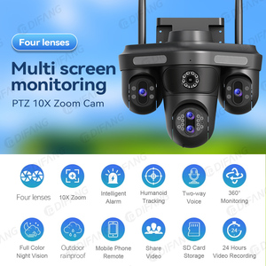 20MP Dış Mekan Güvenlik Kamerası 4 Ekran 10X Zoom Yapay Zeka Hareket Algılama Su Geçirmez PTZ Çift Yönlü Ses Gece Görüşü Bulut Depolama - Product Image 2