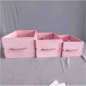 Marrone antico cassa di legno fattoria-dipinto decorativo frutta/birra cassa di spedizione a buon mercato all'ingrosso verdura cassa di legno in <span class=keywords><strong>rosa</strong></span> - Product Image 5