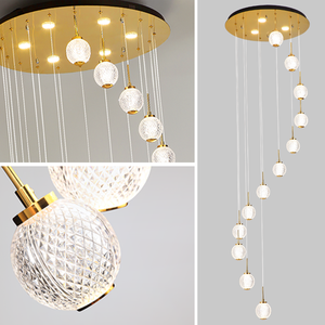 Lampadario <span class=keywords><strong>a</strong></span> <span class=keywords><strong>LED</strong></span> appeso regolabile per scala in edifici Duplex, ville e soffitte. - Product Image 1