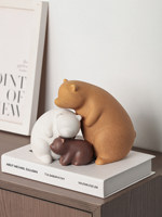 Ornements en céramique faits à la main, style Wabi-sabi, motif Famille de Trois Ours, ensemble multi-pièces, décoration intérieure artistique, luxe discret et apaisant
