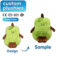 Peluche personnalisée Poire Verte Mignonne Douce en Forme de Fruit, Jouet en Peluche Personnalisable, Vente en Gros OEM ODM, Fabricant de Cadeaux Promotionnels avec Logo Personnalisé