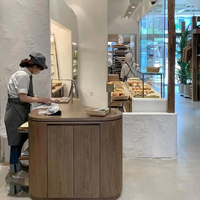 Nouvelle Annonce Grain de Bois Coin Arrondi Comptoir Créatif Petit Caissier Bureau De Réception