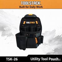TOOLSTACK Sac à outils multifonction pour électricien, pochette de rangement à accrochage rapide, 3L, organisateur à 5 à 8 poches, noir et orange