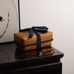 Boîte de rangement en bambou tressé de style japonais, fabricant de boîtes de rangement en bambou tressé, boîte anti-poussière pour service à thé. - Product Image 3