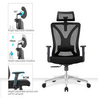 Vente directe d'usine, chaise de bureau exécutive pivotante ergonomique avec support lombaire 2D