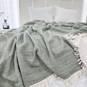 <span class=keywords><strong>Couverture</strong></span> en mousseline <span class=keywords><strong>personnalisée</strong></span> bon marché, couleurs contrastées avec des franges, <span class=keywords><strong>couverture</strong></span> en mousseline de luxe pour bébés filles et garçons - Product Image 4