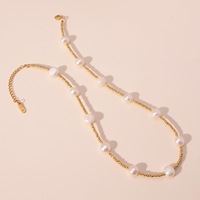 Collier minimaliste en acier inoxydable plaqué or 18 carats avec perles de culture d'eau douce naturelles, cadeau pour fête ou mariage
