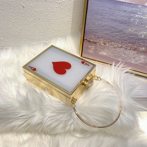 Las Vegas Poker Card Ppics Ace Borsa a tracolla da <span class=keywords><strong>donna</strong></span> morbida borsa da sera pochette con struttura in metallo con cerniera per la notte - Product Image 3