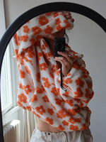 Vente en gros de sweat-shirts à capuche pour femmes, de haute qualité, avec fermeture éclair 1/4, motif floral d'hiver, en polaire sherpa chaude