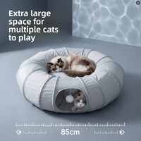 Tunnel-lit pour chat d'intérieur avec tissu rafraîchissant, design flexible, pliable et interactif, boule suspendue, tunnel circulaire pour chat, tapis central doux