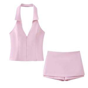 Vente en gros de nouvelle mode rose pour femmes veste à col suspendu avec <span class=keywords><strong>jupe</strong></span> et pantalon de tailleur combinaisons et combishorts - Product Image 5