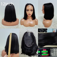 Perruques Bob Naturelles Cheveux Humains Remy Letsfly 250% Promotion, Lace Closure Kim 2x6 SDD 12A, Sans Enchevêtrement, Extensions de Cheveux de 8 à 14 Pouces