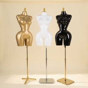 Maniquí de Mujer de Plástico ABS para Moda de Tallas Grandes, Ajustable, con Parte Superior del Cuerpo, Pintura Dorada, Torso Curvilíneo, Pechos Grandes, Trasero Grande - Product Image 1