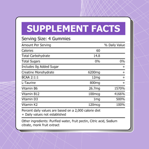 Wholesale Price Creatine Gummies BCAA for Muscle Recovery Gummies with Vitamin B6 B12 Support Energy Metabolism Sport Products - Product Image 2