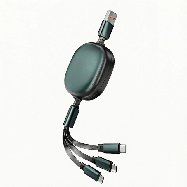 100W PD 3 in 1 Retractable Multi USB Cable Fast Charging Cord Dual Type C Micro Port TPE Data Wire for Car Office Travel