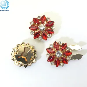 Women Shirt Decorative Crystal Button Cover Cufflinks Embellishment No Sew Clips on Button Cover Garment Jewel Button Accessory