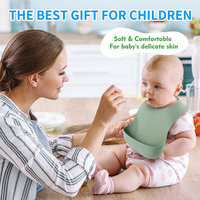 Bavoirs pour bébés Yuye, plus épais, à la mode, réutilisables, ajustables, sans BPA, confortables, en silicone souple, avec poche pour attraper les aliments, pour nourrissons et tout-petits