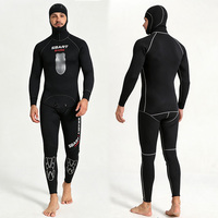 Combinaison de plongée en néoprène 5 mm à capuche pour homme, deux pièces, marque privée, directement de l'usine, pour la pêche sous-marine et la chasse sous-marine