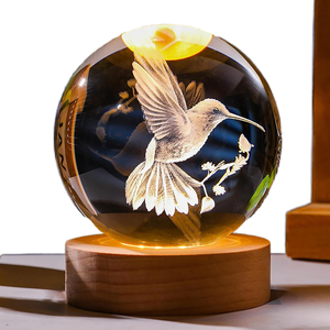 Esfera de Cristal de 60 mm com Beija-flor Esculpido em 3D, Vidro K9, Decoração de Animal para Quarto, Aniversário, Namorados, Peso de Papel, Lembrança - Product Image 2