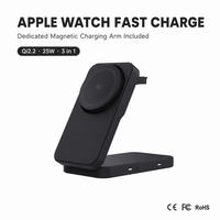 Support de chargeur sans fil 3 en 1 pliable avec ventilateur de refroidissement, station de charge pour iPhone 12-18, AirPods, Apple Watch, Samsung Watch