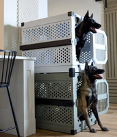Cages à chien en aluminium robustes, portables, empilables et pliables avec roulettes pour le transport de grands chiens