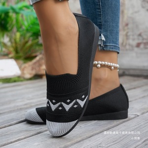 Zapatos náuticos de punto de malla transpirables para mujer, sin cordones, de colores combinados, de caña baja, para las cuatro estaciones, novedad en comercio exterior. - Product Image 4